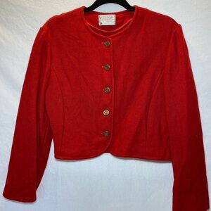VINTAGE Pendleton Red 100% Virgin Wool Cropped Unlined Jacket Women’s Sz Medium